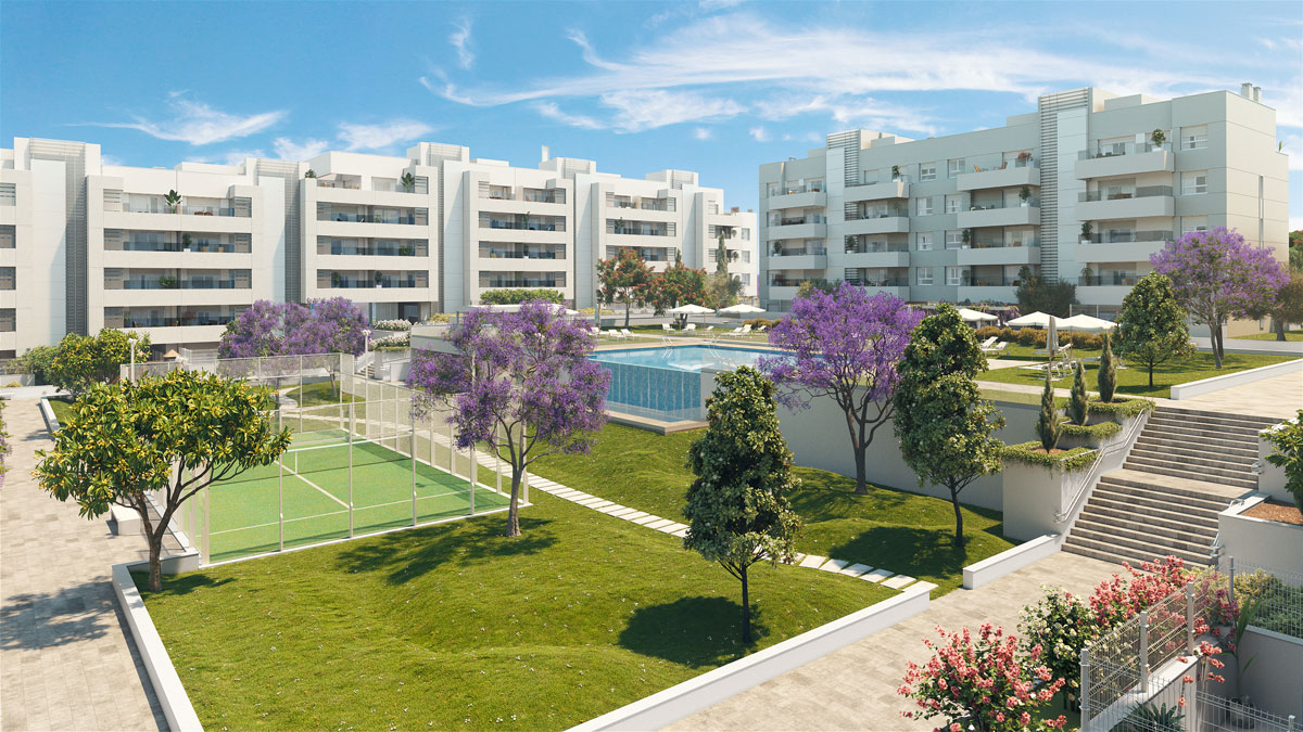 Promoción pisos nuevos con pádel comunitario en Mirasierra